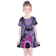 Fingerprint Astro, Amoled, Astronaut, Black, Dark, Oled Kids  Simple Cotton Dress by nateshop