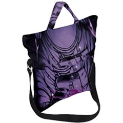 Fingerprint Astro, Amoled, Astronaut, Black, Dark, Oled Fold Over Handle Tote Bag by nateshop