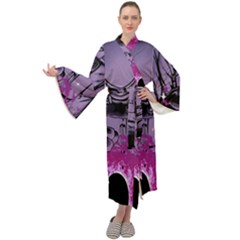 Fingerprint Astro, Amoled, Astronaut, Black, Dark, Oled Maxi Velvet Kimono by nateshop