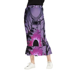 Fingerprint Astro, Amoled, Astronaut, Black, Dark, Oled Maxi Fishtail Chiffon Skirt by nateshop