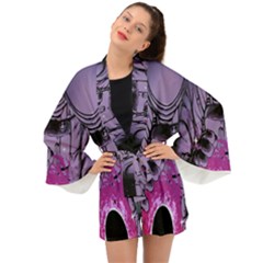 Fingerprint Astro, Amoled, Astronaut, Black, Dark, Oled Long Sleeve Kimono by nateshop