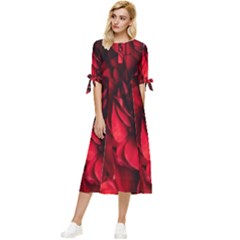 Followers,maroon,rose,roses Bow Sleeve Chiffon Midi Dress by nateshop