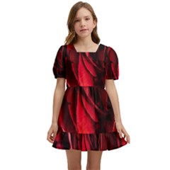 Followers,maroon,rose,roses Kids  Short Sleeve Dolly Dress by nateshop