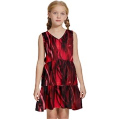 Followers,maroon,rose,roses Kids  Sleeveless Tiered Mini Dress by nateshop