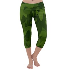 Green Camouflage, Camouflage Backgrounds, Green Fabric Capri Yoga Leggings by nateshop