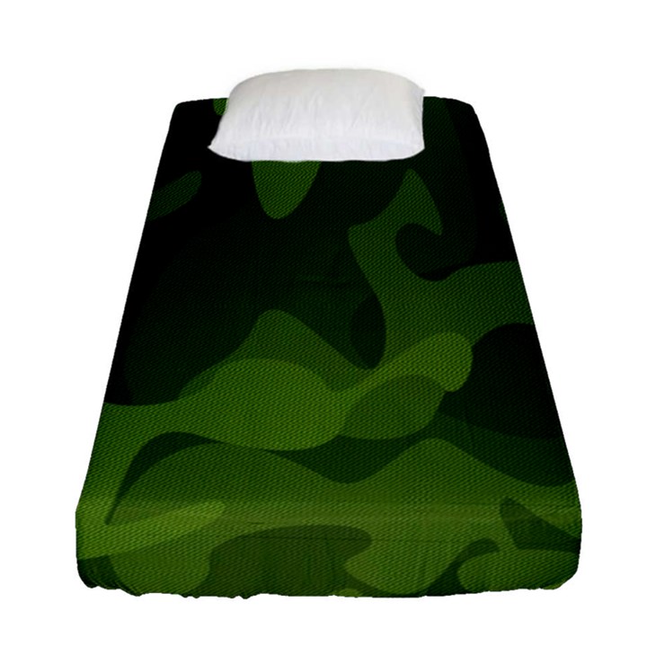 Green Camouflage, Camouflage Backgrounds, Green Fabric Fitted Sheet (Single Size)