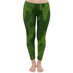 Green Camouflage, Camouflage Backgrounds, Green Fabric Classic Winter Leggings by nateshop