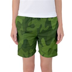 Green Camouflage, Camouflage Backgrounds, Green Fabric Women s Basketball Shorts by nateshop