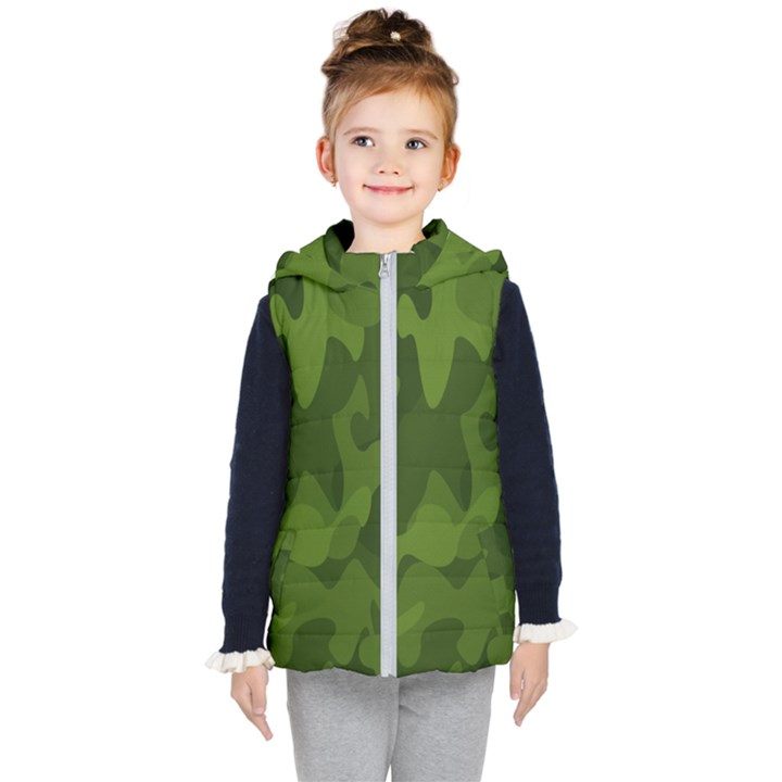 Green Camouflage, Camouflage Backgrounds, Green Fabric Kids  Hooded Puffer Vest