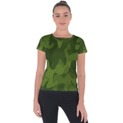 Green Camouflage, Camouflage Backgrounds, Green Fabric Short Sleeve Sports Top  by nateshop