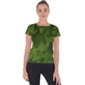 Green Camouflage, Camouflage Backgrounds, Green Fabric Short Sleeve Sports Top  View1