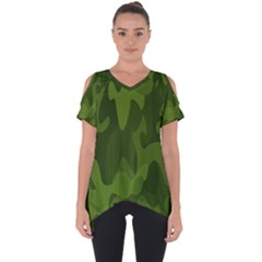 Green Camouflage, Camouflage Backgrounds, Green Fabric Cut Out Side Drop T-shirt by nateshop