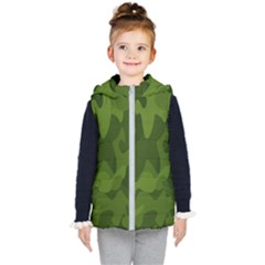 Green Camouflage, Camouflage Backgrounds, Green Fabric Kids  Hooded Puffer Vest by nateshop