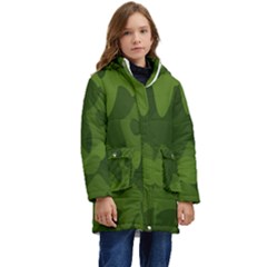 Green Camouflage, Camouflage Backgrounds, Green Fabric Kids  Hooded Longline Puffer Jacket by nateshop