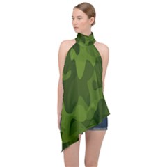 Green Camouflage, Camouflage Backgrounds, Green Fabric Halter Asymmetric Satin Top by nateshop