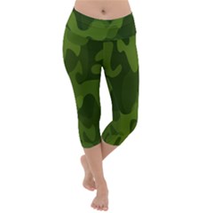 Green Camouflage, Camouflage Backgrounds, Green Fabric Lightweight Velour Capri Yoga Leggings by nateshop