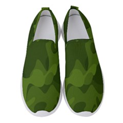 Green Camouflage, Camouflage Backgrounds, Green Fabric Women s Slip On Sneakers by nateshop