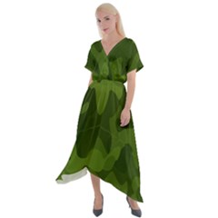 Green Camouflage, Camouflage Backgrounds, Green Fabric Cross Front Sharkbite Hem Maxi Dress by nateshop