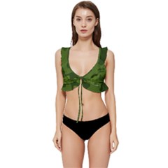 Green Camouflage, Camouflage Backgrounds, Green Fabric Low Cut Ruffle Edge Bikini Top by nateshop