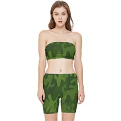 Green Camouflage, Camouflage Backgrounds, Green Fabric Stretch Shorts And Tube Top Set by nateshop