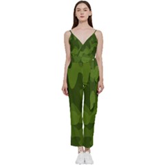 Green Camouflage, Camouflage Backgrounds, Green Fabric V-neck Camisole Jumpsuit by nateshop