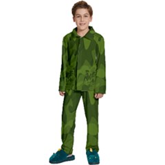 Green Camouflage, Camouflage Backgrounds, Green Fabric Kids  Long Sleeve Velvet Pajamas Set by nateshop