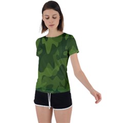 Green Camouflage, Camouflage Backgrounds, Green Fabric Back Circle Cutout Sports T-shirt by nateshop