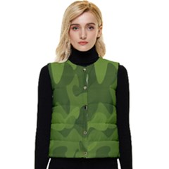 Green Camouflage, Camouflage Backgrounds, Green Fabric Women s Button Up Puffer Vest by nateshop