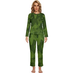 Green Camouflage, Camouflage Backgrounds, Green Fabric Womens  Long Sleeve Lightweight Pajamas Set by nateshop