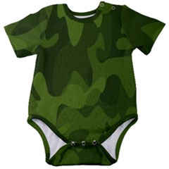 Green Camouflage, Camouflage Backgrounds, Green Fabric Baby Short Sleeve Bodysuit by nateshop