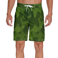 Green Camouflage, Camouflage Backgrounds, Green Fabric Men s Beach Shorts by nateshop