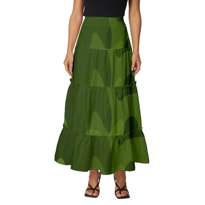 Green Camouflage, Camouflage Backgrounds, Green Fabric Tiered Ruffle Maxi Skirt