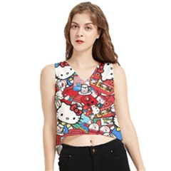 Hello-kitty-61 V-neck Cropped Tank Top by nateshop