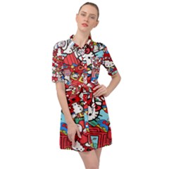 Hello-kitty-61 Belted Shirt Dress by nateshop