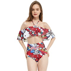 Hello-kitty-61 Halter Flowy Bikini Set  by nateshop