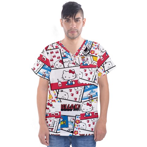 Hello-kitty-62 Men s V-neck Scrub Top by nateshop