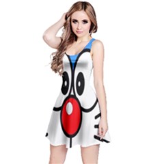 Doraemon Face, Anime, Blue, Cute, Japan Reversible Sleeveless Dress by nateshop