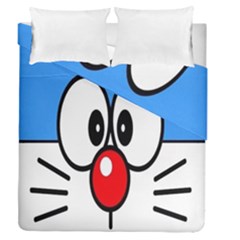 Doraemon Face, Anime, Blue, Cute, Japan Duvet Cover Double Side (queen Size) by nateshop