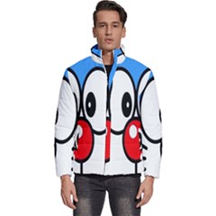 Doraemon Face, Anime, Blue, Cute, Japan Men s Puffer Bubble Jacket Coat by nateshop