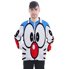 Doraemon Face, Anime, Blue, Cute, Japan Men s Half Zip Pullover