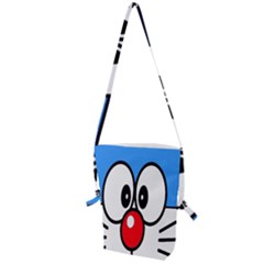 Doraemon Face, Anime, Blue, Cute, Japan Folding Shoulder Bag