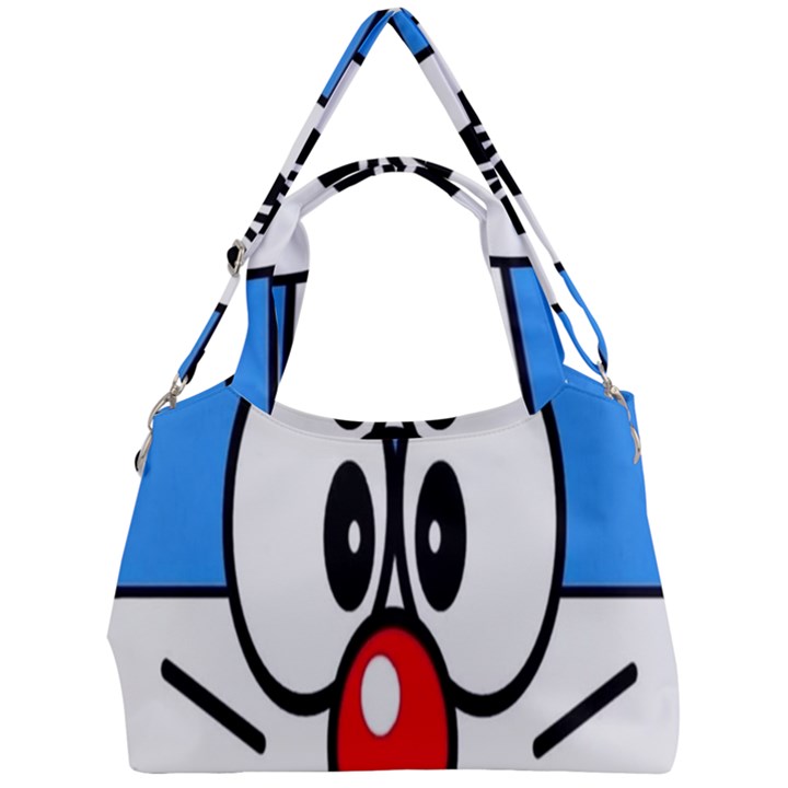 Doraemon Face, Anime, Blue, Cute, Japan Double Compartment Shoulder Bag