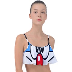 Doraemon Face, Anime, Blue, Cute, Japan Frill Bikini Top by nateshop