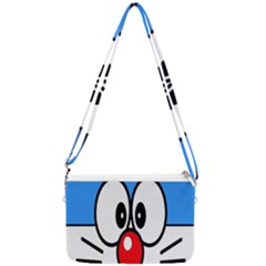 Doraemon Face, Anime, Blue, Cute, Japan Double Gusset Crossbody Bag by nateshop