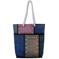 Jeans, Background, Color, Desenho, Shapes, Texture Full Print Rope Handle Tote (small) by nateshop