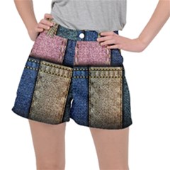 Jeans, Background, Color, Desenho, Shapes, Texture Women s Ripstop Shorts by nateshop