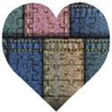 Jeans, Background, Color, Desenho, Shapes, Texture Wooden Puzzle Heart View1