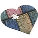 Jeans, Background, Color, Desenho, Shapes, Texture Wooden Puzzle Heart View3