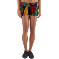 Leaves, Colorful, Desenho, Falling, Yoga Shorts by nateshop