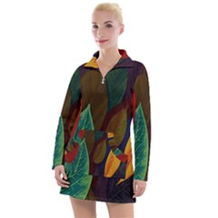 Leaves, Colorful, Desenho, Falling, Women s Long Sleeve Casual Dress by nateshop